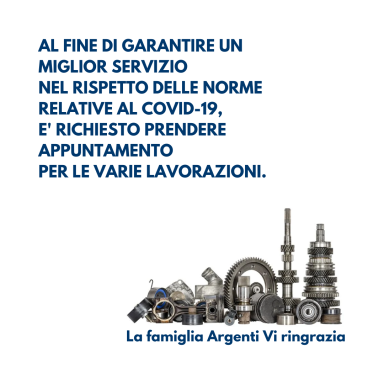 PER GARANTIRE UN MIGLIORE SERVIZIO, IN LINEA CON LE NORME RELATIVE AL COVID-19 CHIEDIAMO A TUTTI I NOSTRI CLIENTI